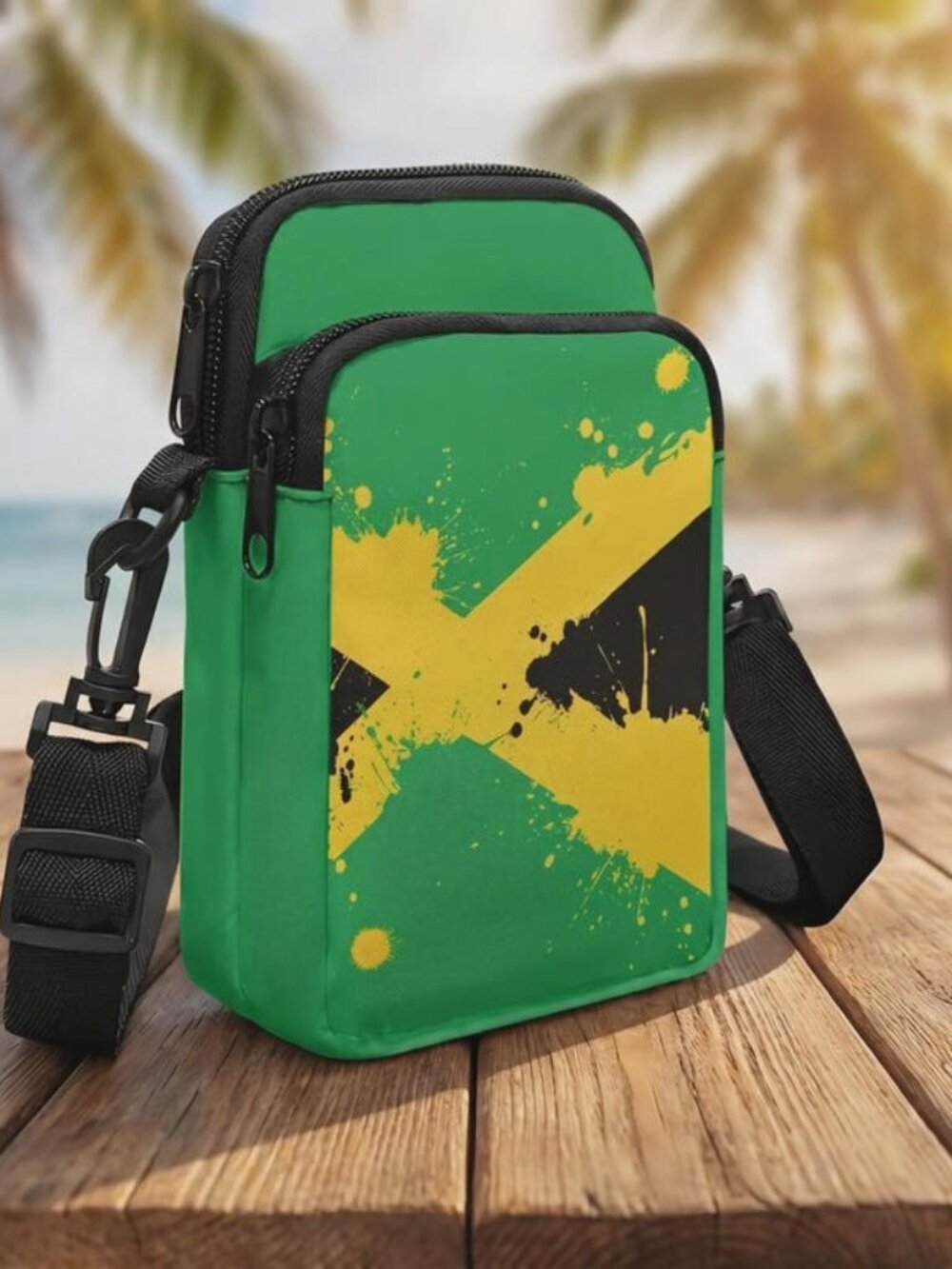 Jamaican Flag Crossbody Bag - Small Travel Sling Bag